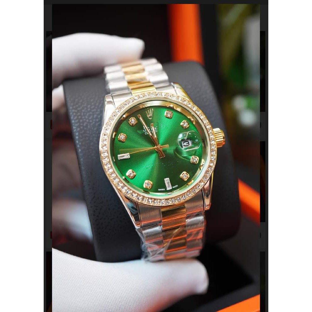 [Fullboxx 1:1] Đồng hồ nam Rolex - viền đá dây kim loại chống nước