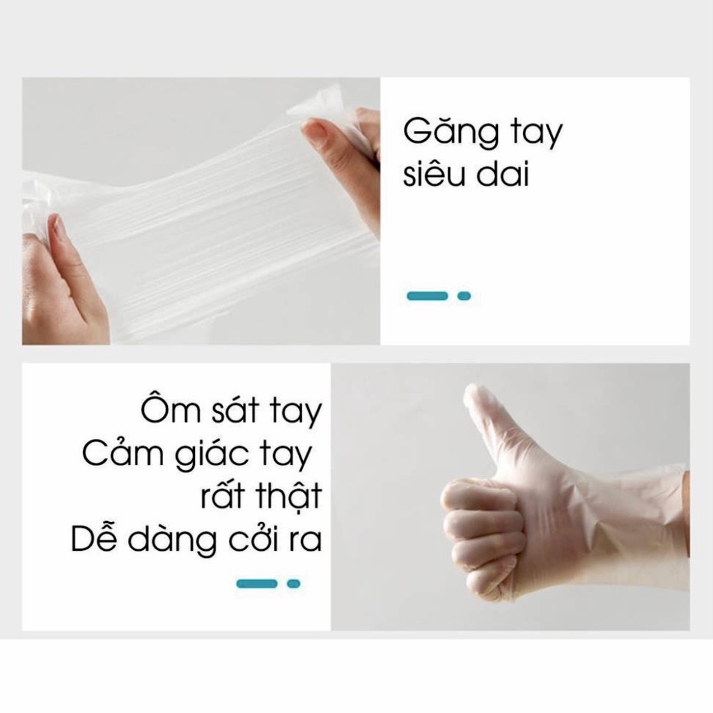 Hộp 100 Chiếc Găng Tay Nấu Ăn Siêu Dai , Chất liệu TPE Không mùi, Găng tay siêu dai Cao su