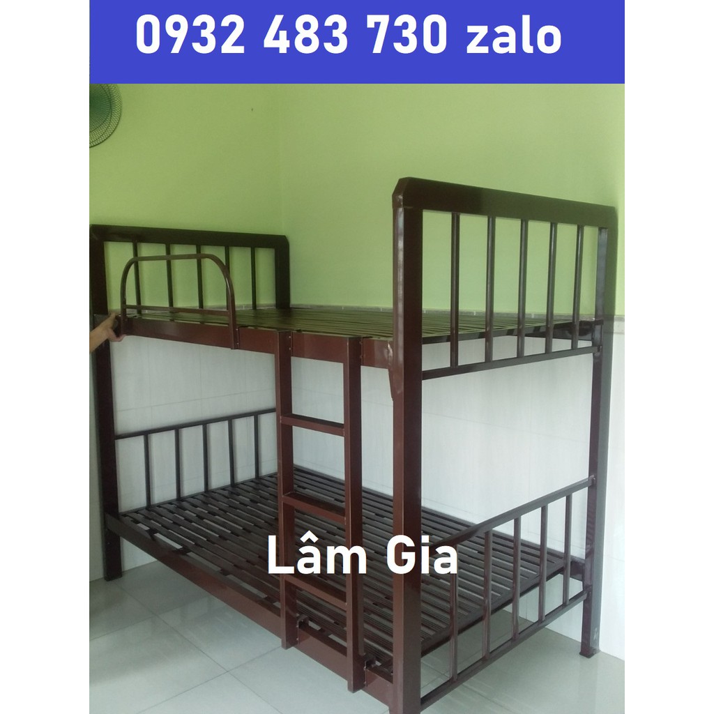 Giường sắt 2 tầng hộp vuông 48 rộng 80cm dài 2m_Giao hàng miễn phí