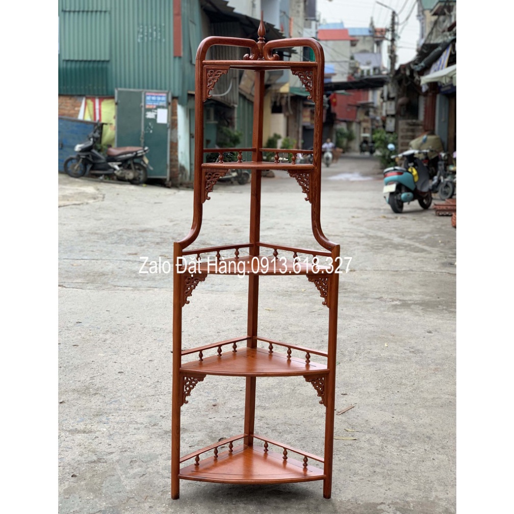 Kệ Góc 5 Tầng Trang Trí Phòng Khách Gỗ Hương Cao 180x40