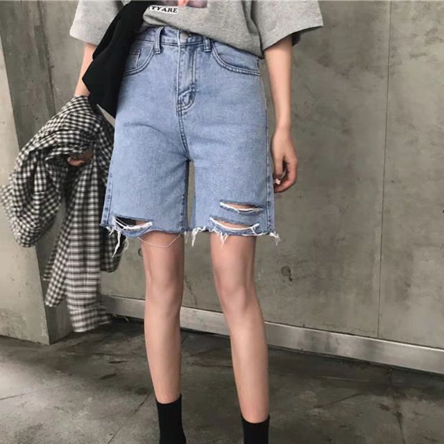Quần short jeans lửng ngố rách ngang ver.3 kèm ảnh thật