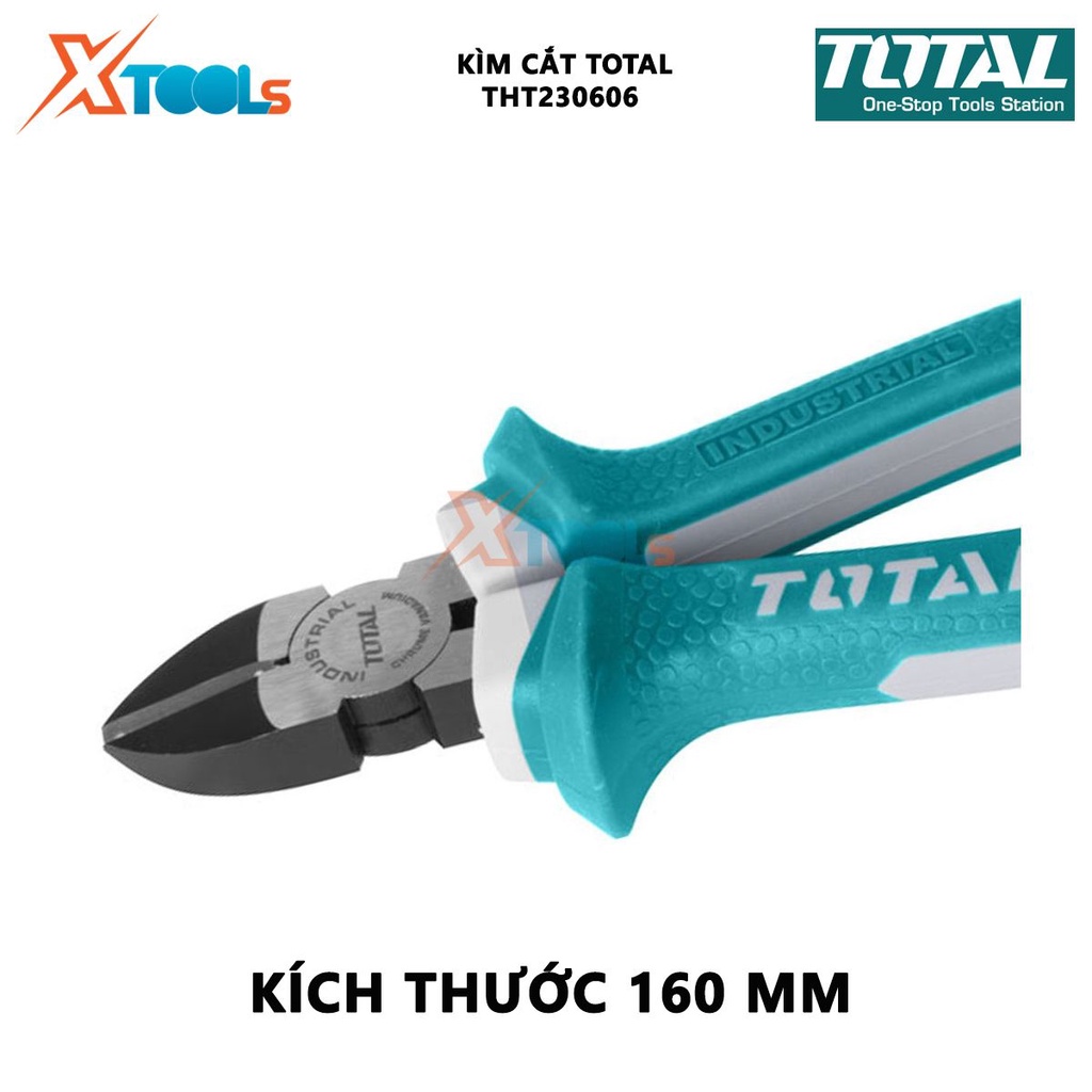 Kìm cắt dây điện TOTAL THT230606 Kìm tuốt dây điện Kích cỡ 6&quot;/160mm thép CR-V, tay cầm cách điện,bọc cao su chống trơn b