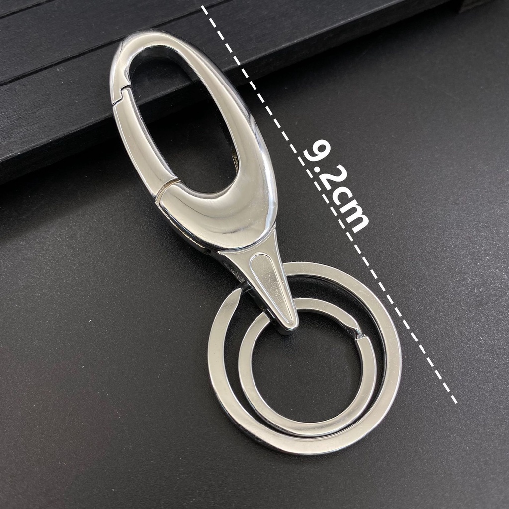 Móc khóa xe vòng kép bạc - kim loại - Size 2.5 x 8 cm - bền đẹp phong cách chắc chắn.