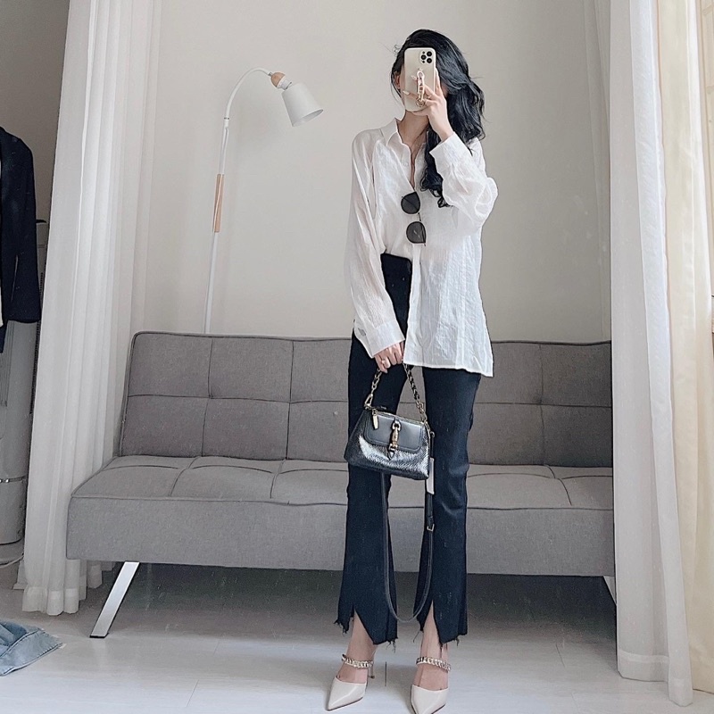 Áo sơ mi gập ly mỏng mát Samhyewear