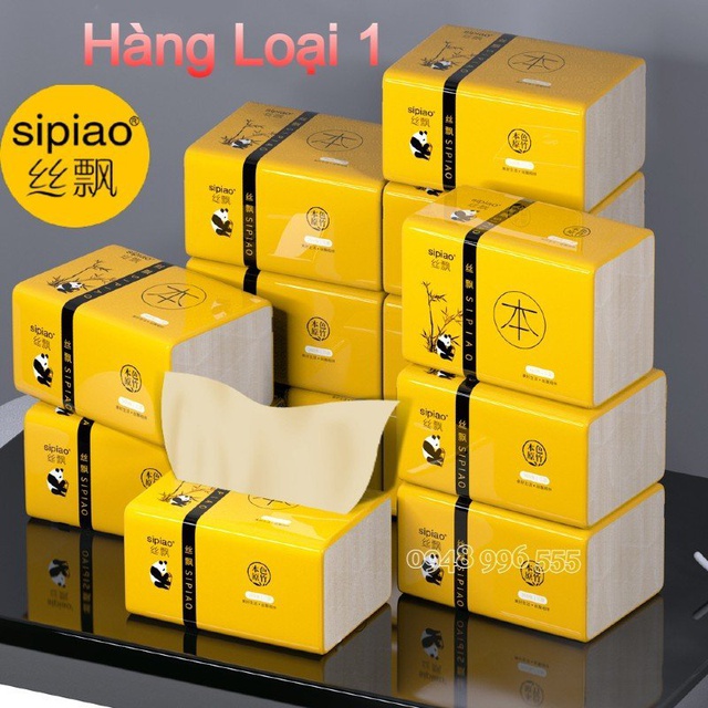 Giấy Ăn Gấu Trúc Sipiao 3 Lớp Gói 300 Tờ Chống Ẩm Cao Cấp [Freeship]