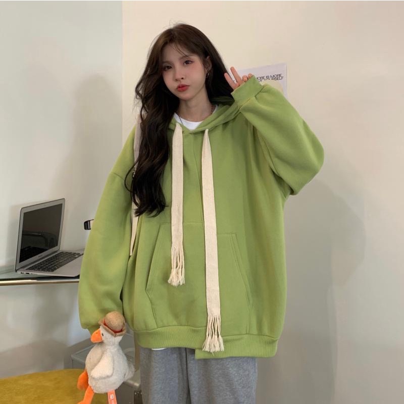 Áo Hoodie Dáng Rộng 🖤 TVX Clothes🤍 Áo Hoodie Lót Lông Trơn Dây Bản To | BigBuy360 - bigbuy360.vn