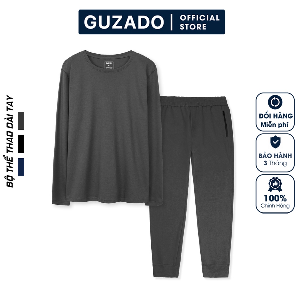 Bộ thể thao nam GUZADO Áo cotton kết hợp quần chất Nỉ Dày Dặn,Giữ Ấm Tốt,Trẻ Trung Năng Động GBN2201