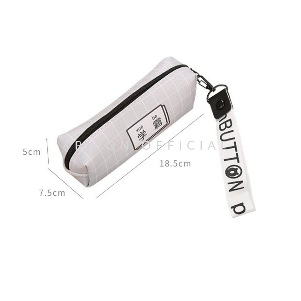 Hộp bút Hình vuông chữ trung có dây đeo Pison, bao bút họa tiết dễ thương da PU 18.5*7.5*5cm – PVN1791 – 1 cái