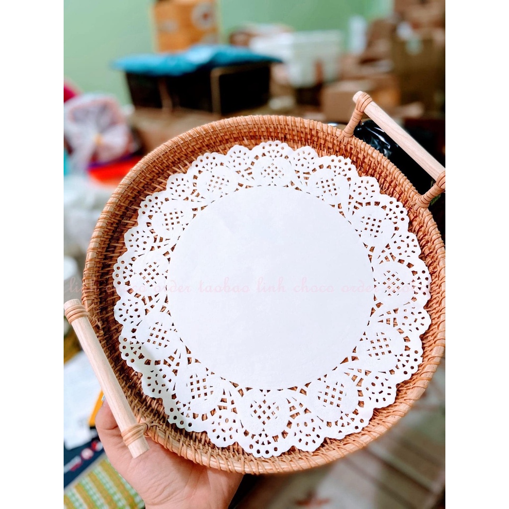 Giấy nến thấm dầu ăn thực phẩm chịu nhiệt , chống ẩm , chống thấm , hút dầu mỡ họa tiết hoa văn đục lỗ