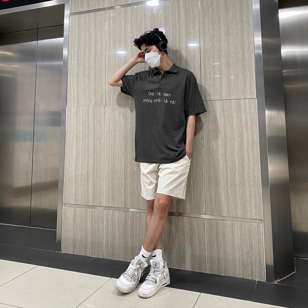 ÁO THUN FF FORM RỘNG POLO CHÓ VÀ BẠN, VẢI THUN 2 CHIỀU COTTON 250GSM