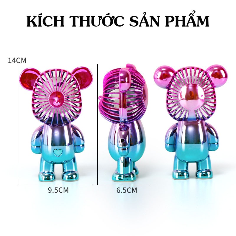 Quạt cầm tay mini bearbrick tích điện nhiều màu sắc hot trend 2022