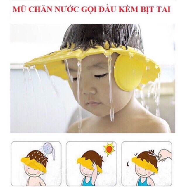 Mũ gội đầu chống nước vào mắt, mũi khi tắm cho bé