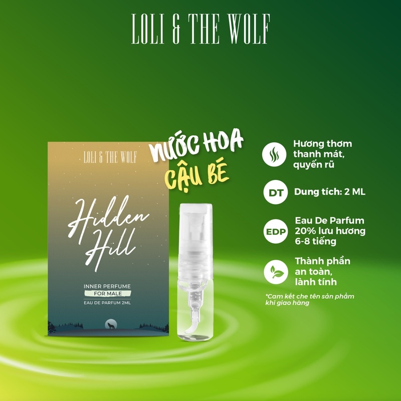 Nước hoa vùng kín nam Hidden Hill Eau De Parfum - Nước hoa mini chai 2ml nhỏ gọn tiện lợi - LOLI & THE WOLF