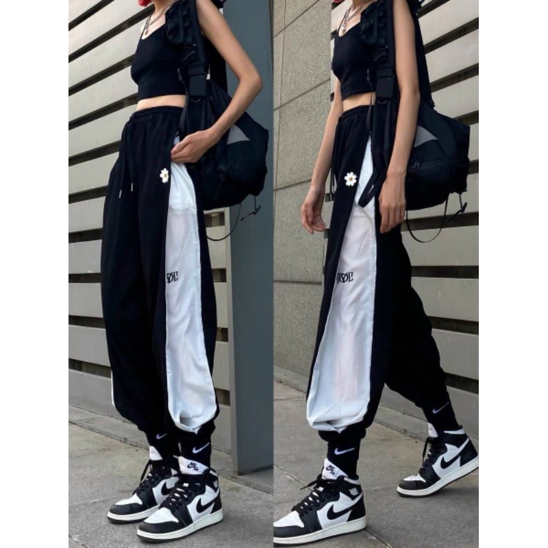 Quần Jogger Unisex phối lé hình thêu N7 thể thao Nam, Nữ Chất Da Cá cao cấp bigsize basic pants tập GYM, dạo phố 😍😍