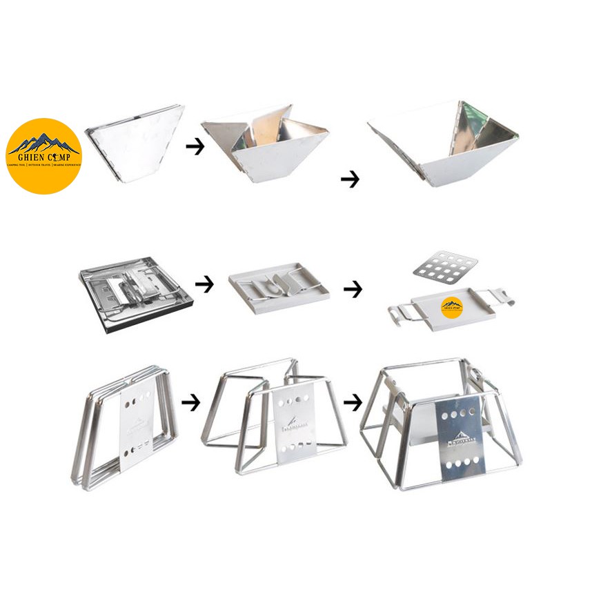 Bếp Nướng Dã Ngoại Nhiều Tầng Điều Chỉnh Cao Độ_Camping Moon-Xmini_100% Inox_Hàng Chính Hãng