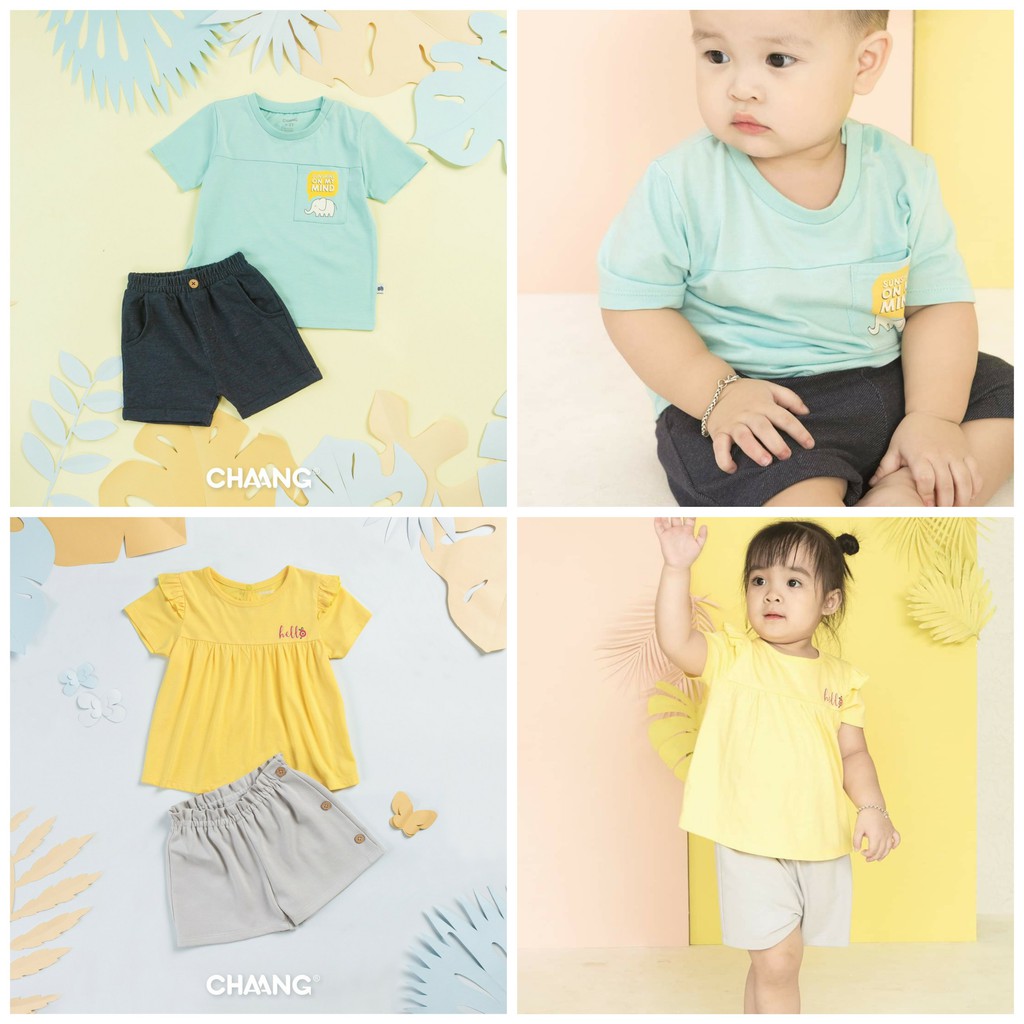[CHÍNH HÃNG] Bộ áo cộc tay túi ngực quần đùi Pool Chaang - 2 màu