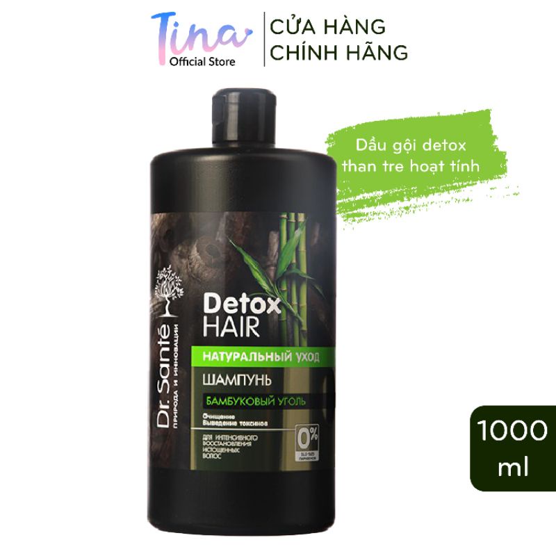 Dầu Gội Detox Làm Sạch Sâu Dr. Sante Detox Hair Chứa Than Tre Hoạt Tính 1000ml - TN065