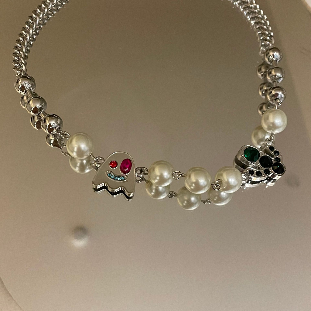 Vòng Cổ Ngắn Mặt Hình Cây Xương Rồng Đính Ngọc Trai Phong Cách Âu Mỹ 2021