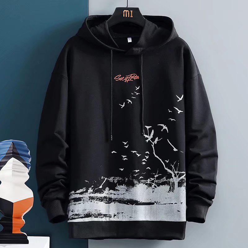 Áo Hoodie Tay Dài In Hình Chim Thời Trang Cho Nam