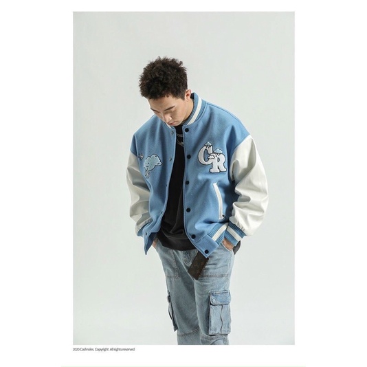 Áo Khoác Bomber Cashrule Nỉ Lót Dù Hình Thêu Form Rộng  unisex
