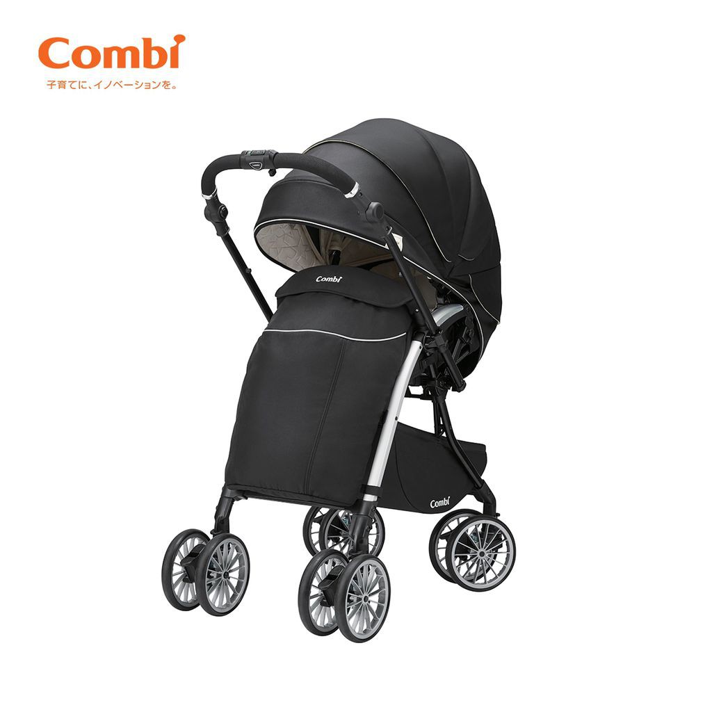 Xe đẩy Combi Umbretta 4 bánh quay tự động Premium New black