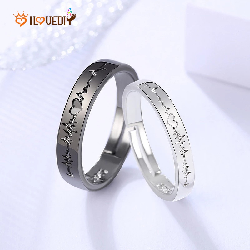 Nhẫn Hở Hình Điện Tâm Đồ Cổ Điển Cho Cặp Đôi