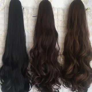 Tóc giả nữ đẹp. Tóc giả ngoặm kẹp đuôi tóc xoăn sóng to 60cm, mềm mượt như tóc thật