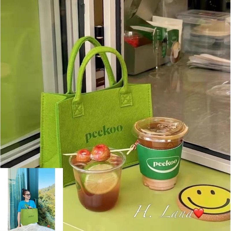 Túi xách cầm tay bản to xanh lá PEKOO dành cho nữ hot trend thời trang 2022 XIAOMIMI T3.006.30X25