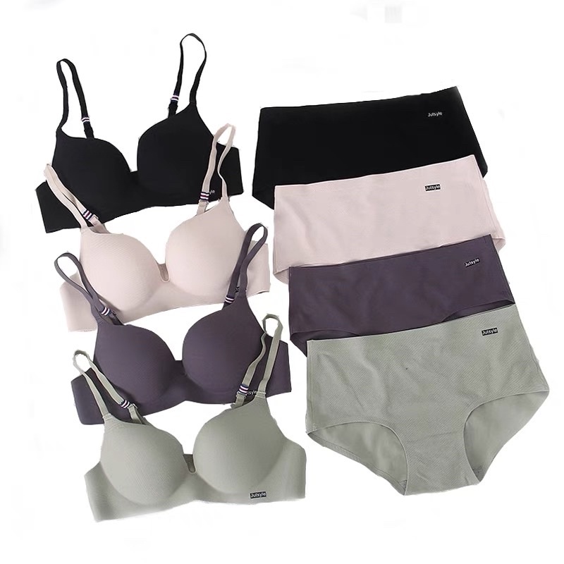 Bộ đồ lót / set đồ lót chất su đúc thông hơi Justyle không gọng nâng ngực set cả bộ.
