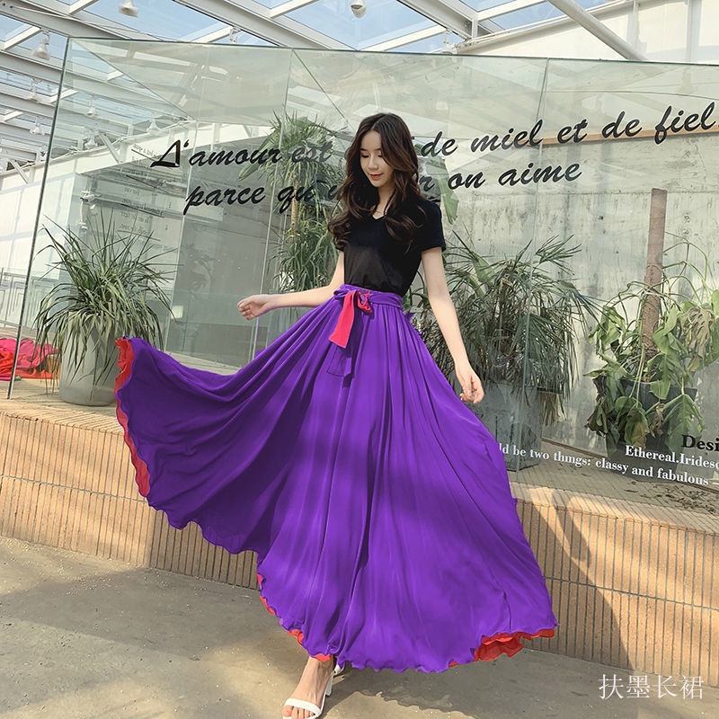 [M &amp; E] Chân Váy Voan Xòe Hai Mặt Màu Đỏ Đen 540 Độ Chất Lượng Cao Kích Thước Lớn 8m Dùng Để Múa