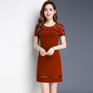 Đầm Suông Nữ Phối Ren Thanh Lịch