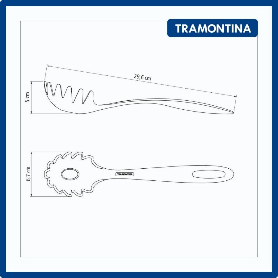 Muôi vớt mì dụng cụ làm thịt viên Tramontina 25162 một lỗ có răng cưa chất liệu nhựa PA cao cấp 30cm nhập khẩu Brazil