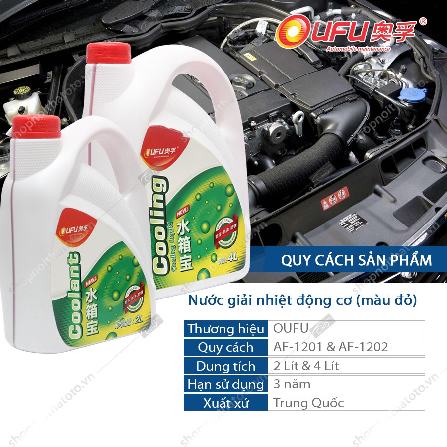 Nước Làm Mát Động Cơ Màu Đỏ OUFU AF-1202 4L - Nhập Khẩu Chính Hãng