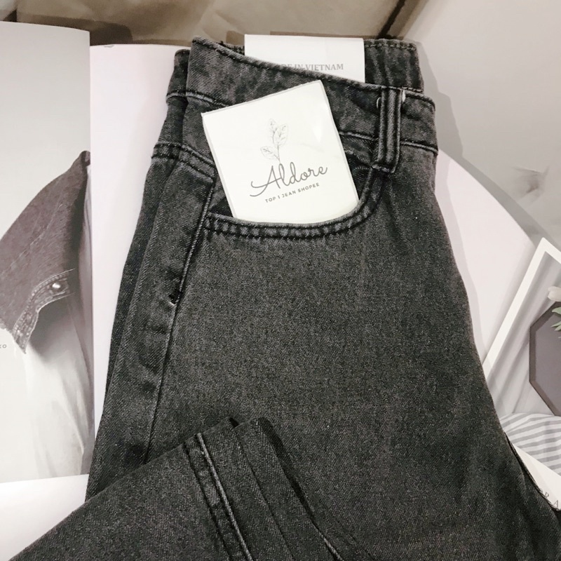Quần jean nữ ống suông rộng thương hiệu Aldore màu xám phong cách Ullzzang Hiphop MSC11