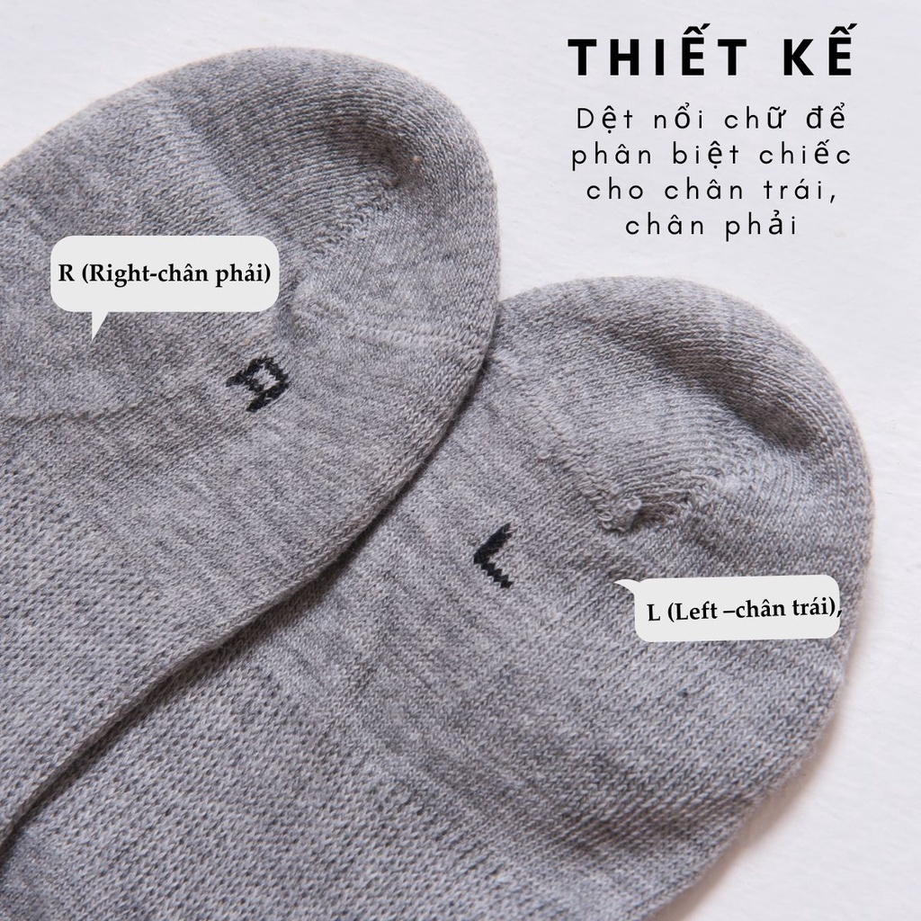 Tất Nam Cotton Len Cao Cấp Co&amp;Com Lót Lông Êm Ái Khử Khuẩn Chống Hôi Chân Màu Ghi Xám