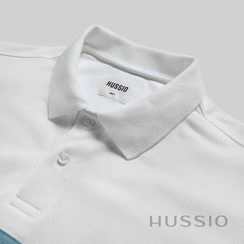 Áo thun polo nam HUSSIO kargo màu trắng tay ngắn trẻ trung | BigBuy360 - bigbuy360.vn