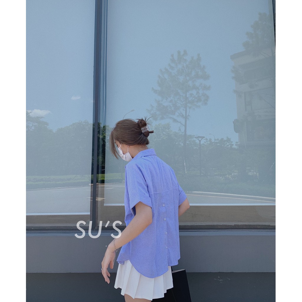 Áo sơ mi kẻ tay gập cúc lưng A1841 SUSTORE