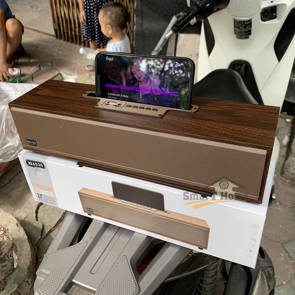 Loa bluetooth XM 520 Siêu Bass , Loa Bluetooth Để Bàn Vỏ Gỗ 20W Thiết Kế Sang Trọng Âm Thanh Trầm Ấm - Loa 2.5 Inch
