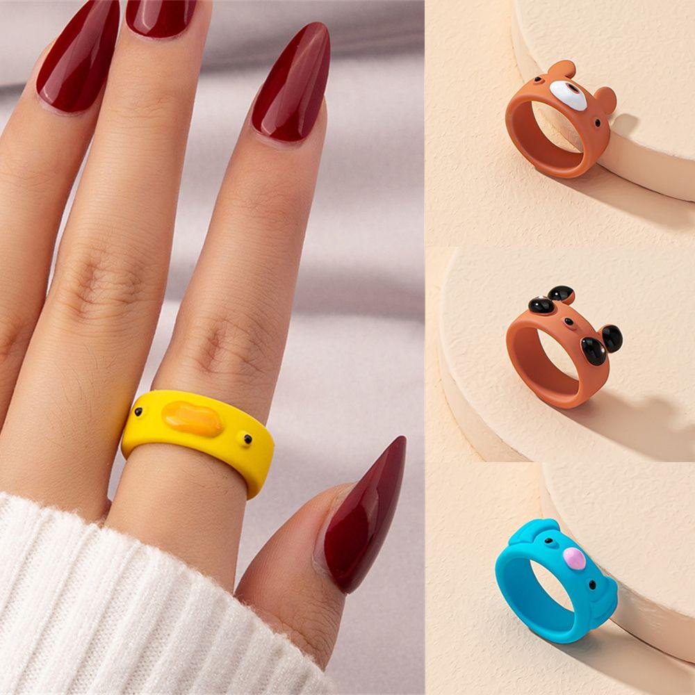 Nhẫn Hình Động Vật Bằng Nhựa Dễ Thương Nhiều Màu Sắc