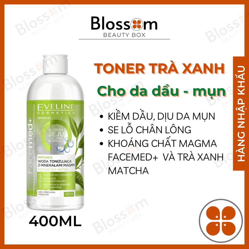 Nước Hoa Hồng Kiềm Dầu, Dịu Da Mụn Với Khoáng Chất Magma Facemed+ Eveline Toner 400ml