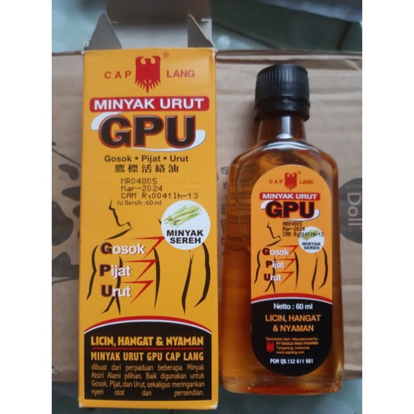 Dầu nóng gừng sả Minyak Urut GPU (60ml)