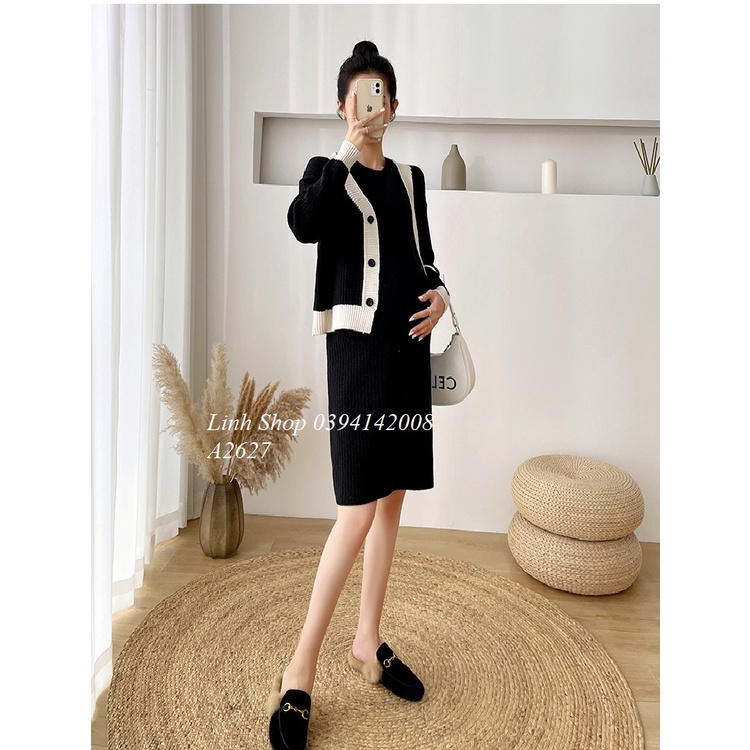 Set Áo Váy Len Lịch Sự Dày Dặn A2627