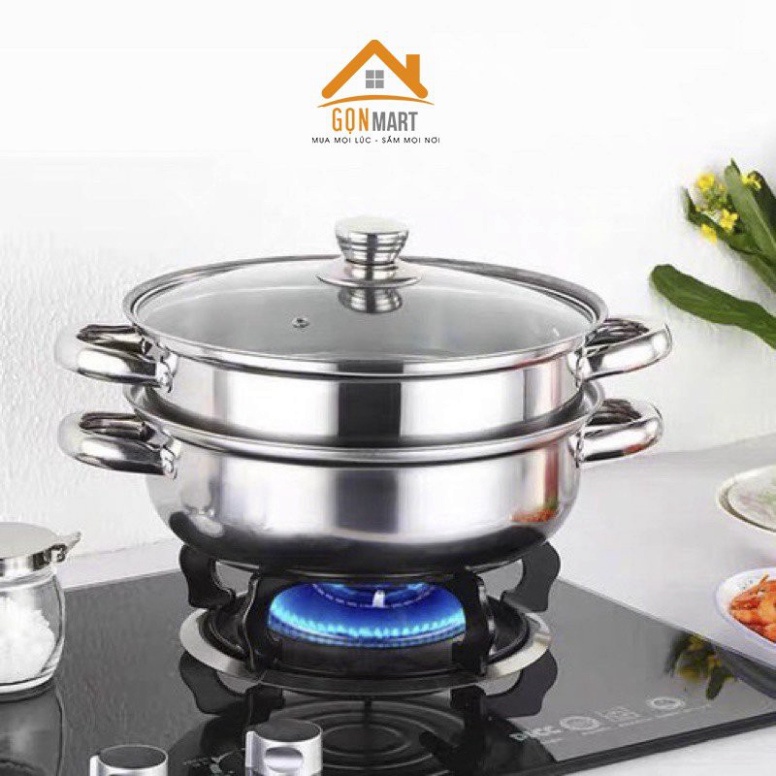 Nồi hấp 2 tầng đa năng size 28cm tiện lợi sử dụng cho cả bếp từ và bếp ga