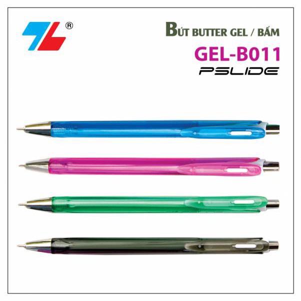 Hộp 20 bút bi bấm TL PSLIDE GEL-B011 êm trơn Thiên Long chất lượng cao đầu nhỏ 0.5mm