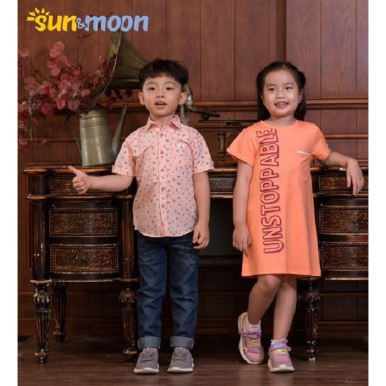 Áo sơ mi tay ngắn bé trai phối túi sun&amp;moon