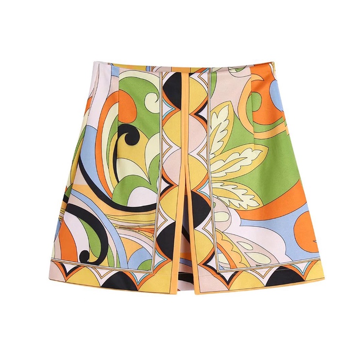 Zara Set Áo Sơ Mi Cổ Bẻ In Họa Tiết + Quần Dài Lưng Cao + Chân Váy Ngắn Thời Trang Mùa Hè Cho Nữ 222664188 2789157