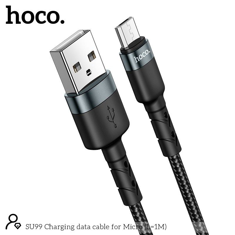 Dây cáp sạc Hoco SU99 .sạc nhanh Max 60W, dài 1M có bọc dù chống đứt, chân sạc Samsung, Micro