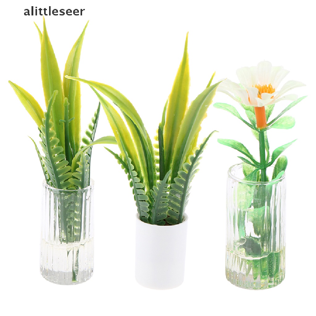 Chậu Cây Cỏ Giả Mini Tỉ Lệ 1: 12 Dùng Trang Trí Nhà Búp Bê