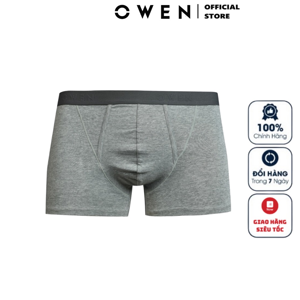Quần Lót Nam Owen QLBR23837 Màu Xám Đậm Dáng Boxer Slim Fit Vải Cotton Cao Cấp Sịp Đùi Thoáng Mát Dễ Chịu Co Giãn