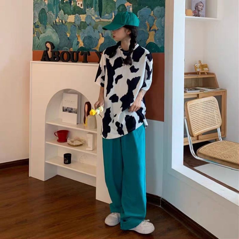 áo thun nữ form rộng unisex bò sữa cá tính